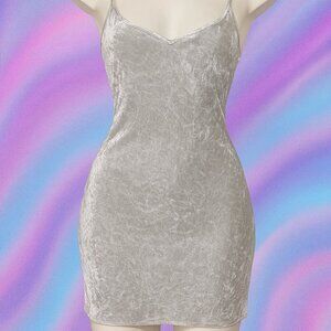 Vintage Intimate Moods Slip Dress Silver Velvet Mini 90s Y2K Fairycore Large